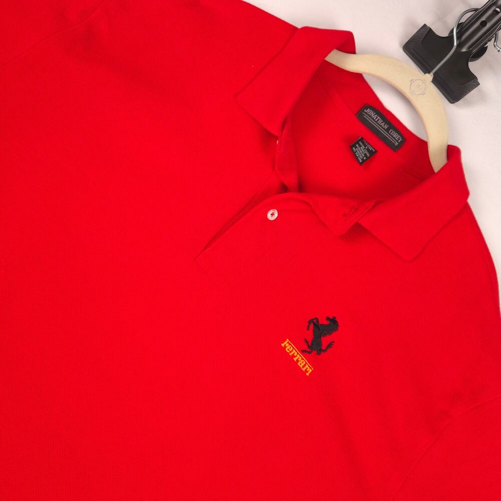 Ferrari Men XL Polo Shirt Red Embroidered Prancing Horse Logo Jonathan Corey